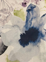 Indigo/Lime Watercolour Flower on Cotton&nbsp;