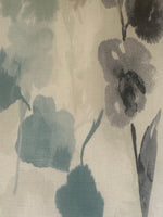 Sea Green & Grey Watercolour Floral on Cotton Furnishing