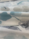 Sea Green & Grey Watercolour Floral on Cotton Furnishing