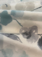 Sea Green & Grey Watercolour Floral on Cotton Furnishing