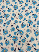 Wedgewood Daisies on White Cotton Lawn