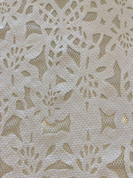 White Laser Cut Pique on Self coloured Open Mesh, Double Fabric