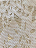 White Laser Cut Pique on Self coloured Open Mesh, Double Fabric