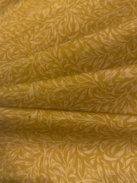Willow Bough Trailing Leaf on Ochre Cotton by "William Morris"