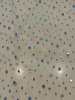 Multi Size Silver Sequin Diamante Effect on Ivory Matt Organza