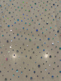 Multi Size Silver Sequin Diamante Effect on Ivory Matt Organza