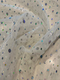 Multi Size Silver Sequin Diamante Effect on Ivory Matt Organza