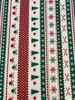 Green/Red Striped Christmas Theme- Stripes Run along the Fabric