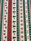 Green/Red Striped Christmas Theme- Stripes Run along the Fabric