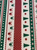 Green/Red Striped Christmas Theme- Stripes Run along the Fabric