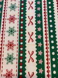 Green/Red Striped Christmas Theme- Stripes Run along the Fabric