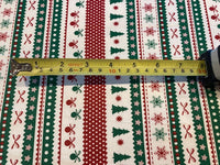 Green/Red Striped Christmas Theme- Stripes Run along the Fabric