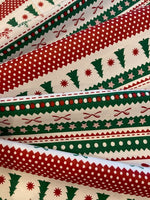 Green/Red Striped Christmas Theme- Stripes Run along the Fabric