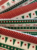 Green/Red Striped Christmas Theme- Stripes Run along the Fabric