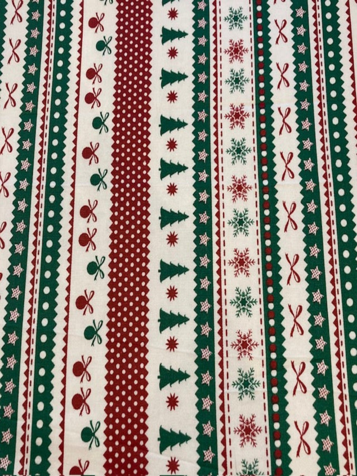 Green/Red Striped Christmas Theme- Stripes Run along the Fabric