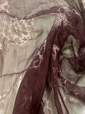 Deep Burgundy Abstract Animal Print on Yoryu Silk Chiffon