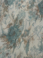 Dark Turquoise Flower Print on Yoryu Silk Chiffon