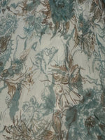 Dark Turquoise Flower Print on Yoryu Silk Chiffon