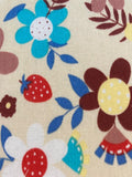 Multi Flowers & Strawberries on Cream Cotton Lawn