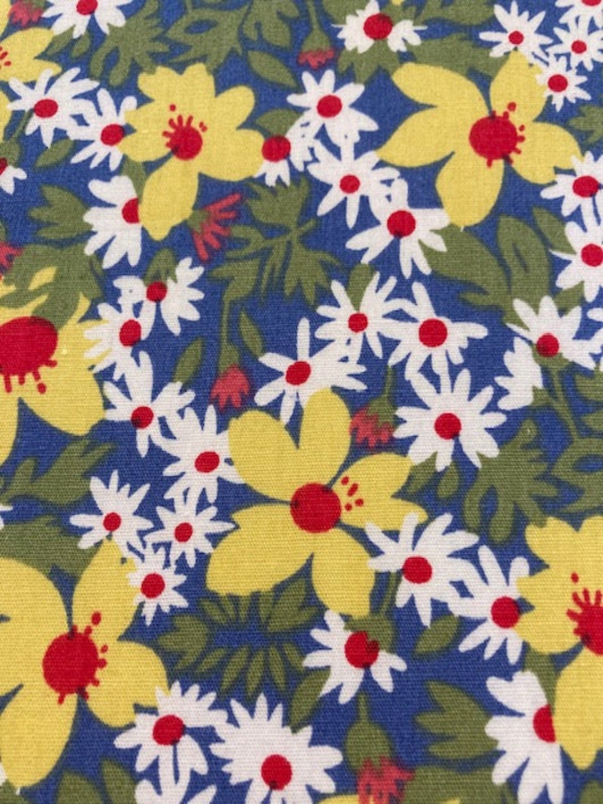 Yellow Flowers on Blue Cotton Lawn – Fresh & Vibrant