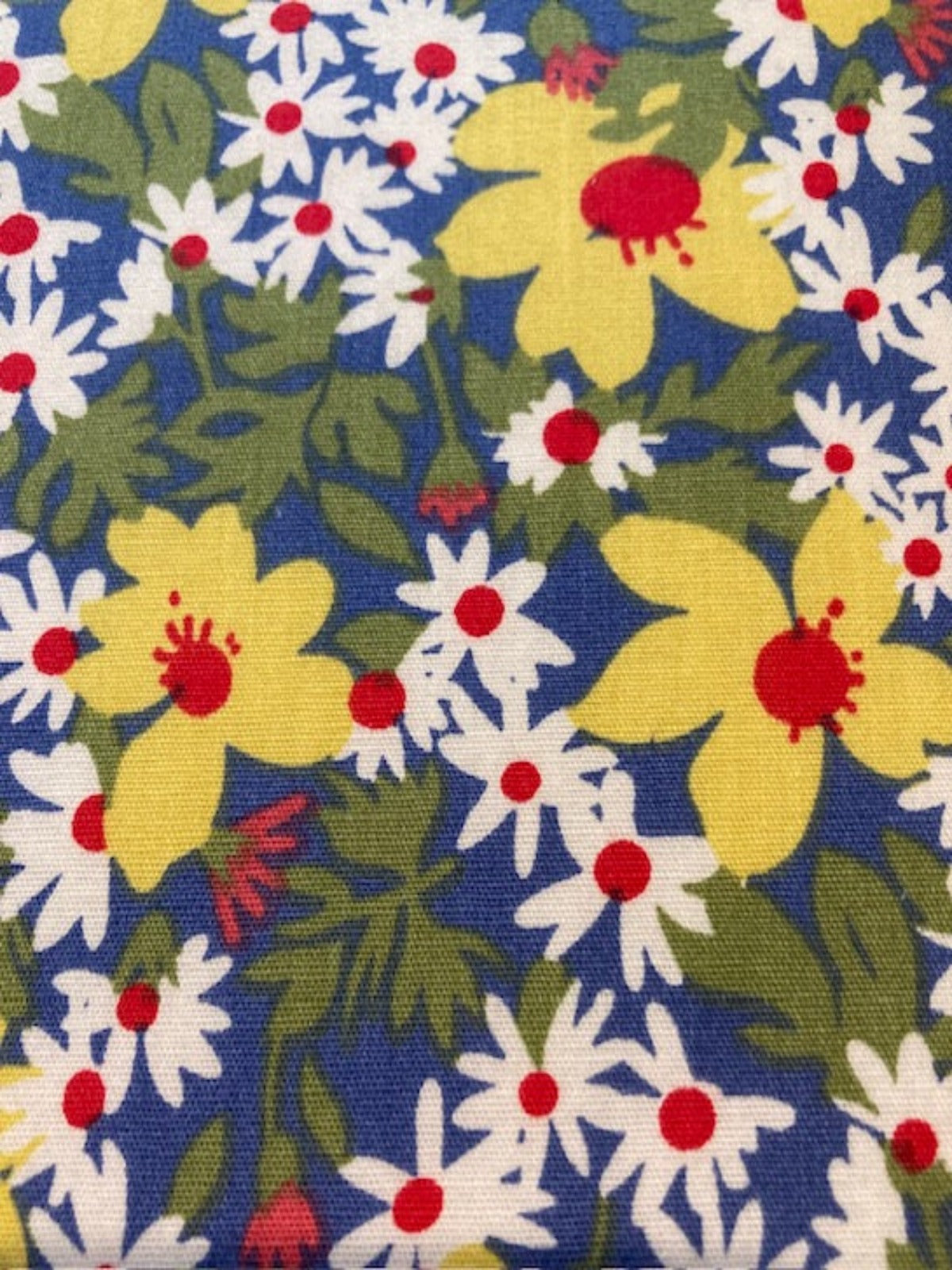 Yellow Flowers on Blue Cotton Lawn – Fresh & Vibrant
