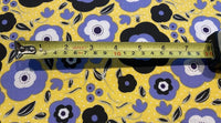 Blue Flowers on Yellow Spotted Cotton