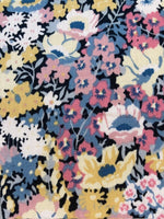 Yellow/Pink Allover Flowers on Black Cotton Lawn