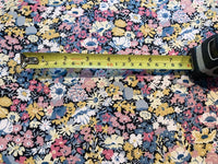 Yellow/Pink Allover Flowers on Black Cotton Lawn