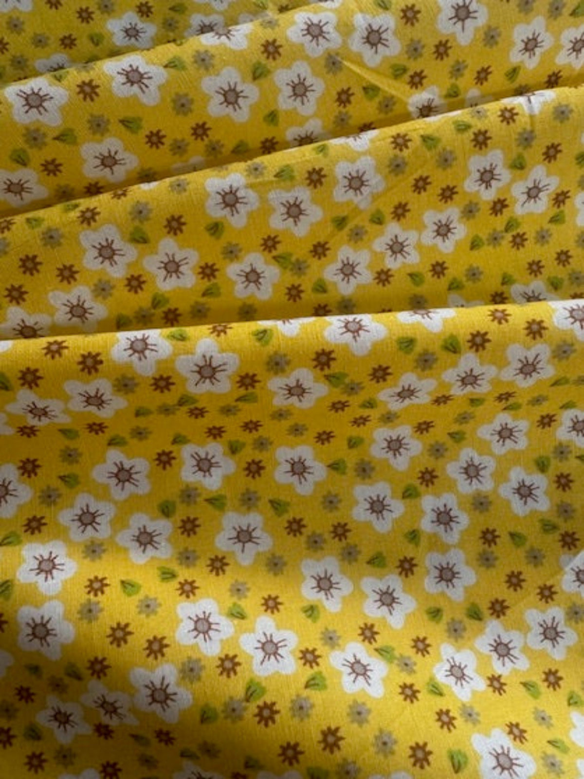 Yellow Small Floral on Cotton Poplin