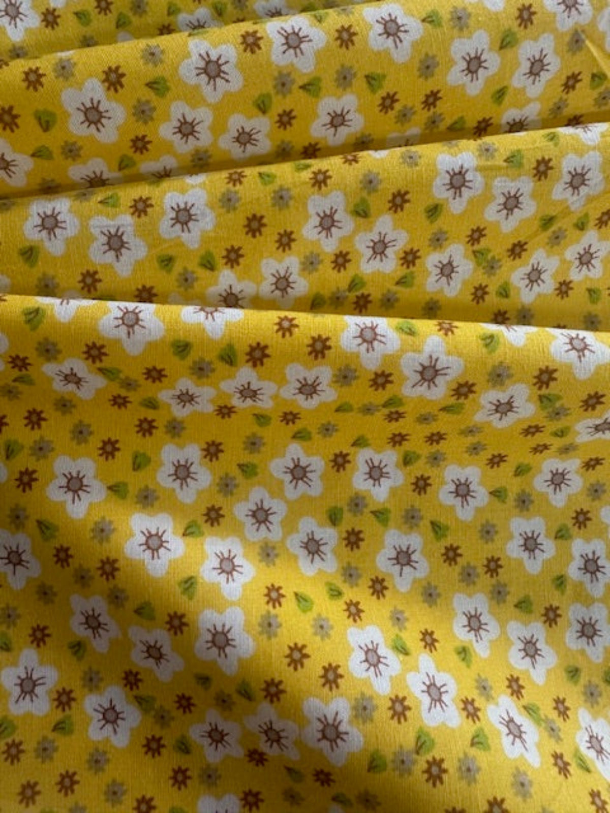 Yellow Small Floral on Cotton Poplin