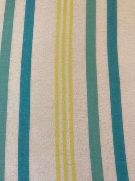 Bright Lime & Turquoise Stripe on Voille - Stripes running along the Fabric