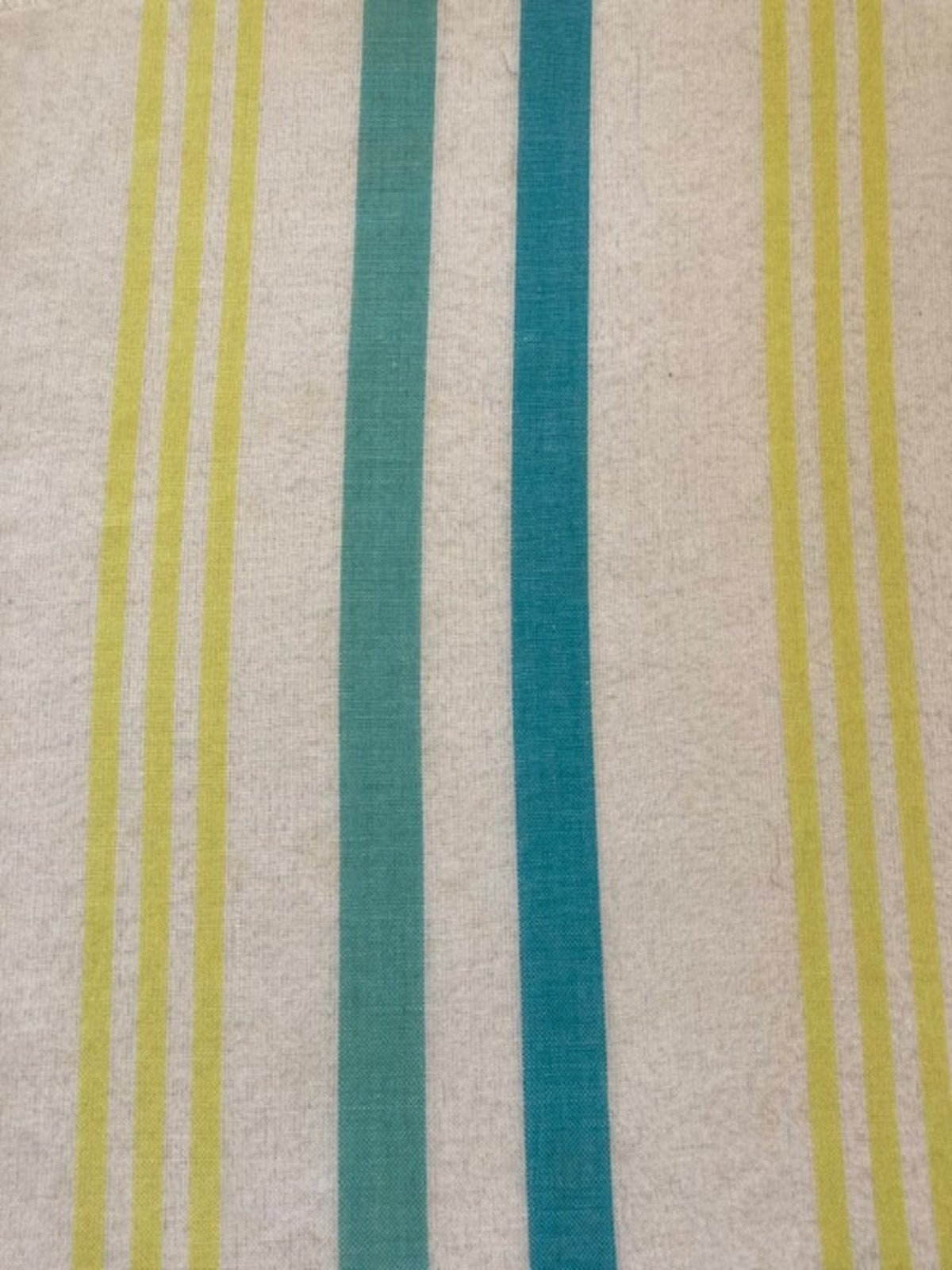Bright Lime & Turquoise Stripe on Voille - Stripes running along the Fabric