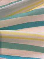 Bright Lime & Turquoise Stripe on Voille - Stripes running along the Fabric