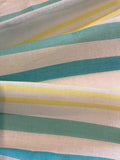 Bright Lime & Turquoise Stripe on Voille - Stripes running along the Fabric