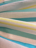 Bright Lime & Turquoise Stripe on Voille - Stripes running along the Fabric