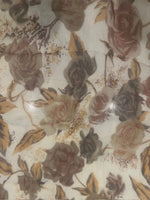 Chestnut/Burnt Orange Rose Print on Yoryu Silk Chiffon