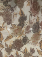 Chestnut/Burnt Orange Rose Print on Yoryu Silk Chiffon