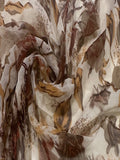 Chestnut/Burnt Orange Rose Print on Yoryu Silk Chiffon