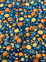 Yellow/Orange Floral on Turquoise/Navy Cotton Lawn&nbsp;