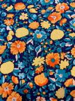 Yellow/Orange Floral on Turquoise/Navy Cotton Lawn&nbsp;