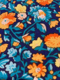 Yellow/Orange Floral on Turquoise/Navy Cotton Lawn&nbsp;