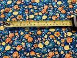 Yellow/Orange Floral on Turquoise/Navy Cotton Lawn&nbsp;