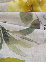 Yellow/Purple Watercolour Flowers on Cotton/Linen