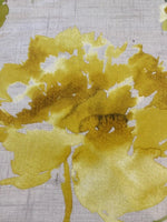 Yellow/Purple Watercolour Flowers on Cotton/Linen