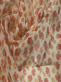 Orange & Fuchsia Small Apple Print on Yoryu Silk Chiffon