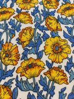 Yellow Flowers on Wedgewood Blue & White Cotton Lawn