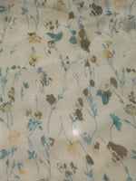 Turquoise/Lemon Trailing Flower Print on Yoryu Silk Chiffon