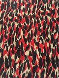 Red / Black Abstract Animal Skin Print on Crepe de chine