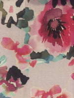 Multi Flower Print on Pale Mauve Linen / Rayon Stretch