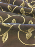 Gold trailing leaf embroidery on mink Silk Dupion - Deadstock fabric on AmoThreads